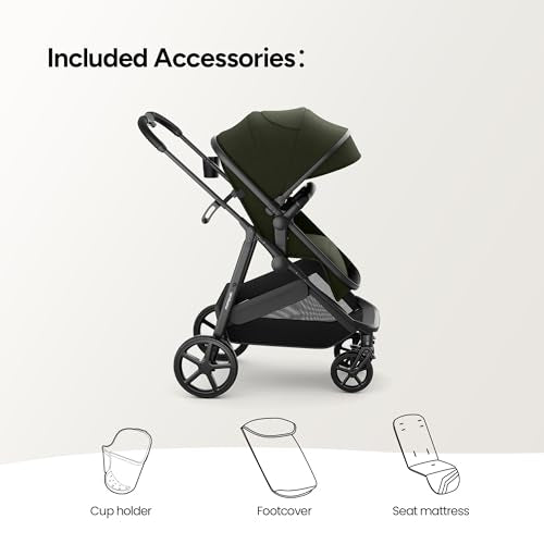 Mompush Wiz 2 in 1 Baby Stroller with Infant Pramette Mode, One Hand Fold Convertible Newborn to Toddler Stroller with Reversible Seat and Large UPF 50+ Canopy|B0BKF9W2KG