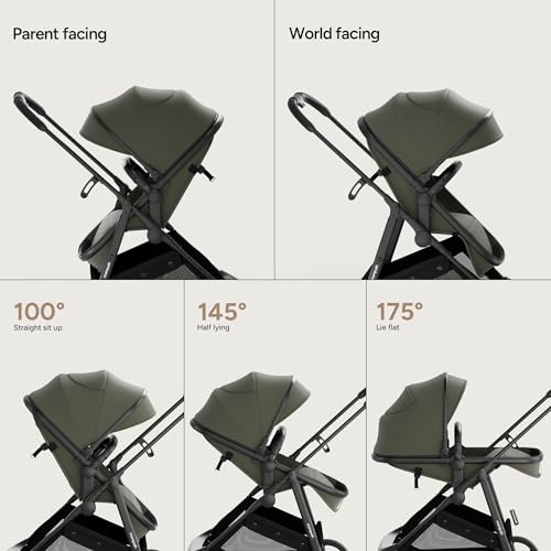 Mompush Wiz 2 in 1 Baby Stroller with Infant Pramette Mode, One Hand Fold Convertible Newborn to Toddler Stroller with Reversible Seat and Large UPF 50+ Canopy|B0BKF9W2KG