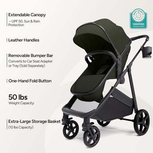 Mompush Wiz 2 in 1 Baby Stroller with Infant Pramette Mode, One Hand Fold Convertible Newborn to Toddler Stroller with Reversible Seat and Large UPF 50+ Canopy|B0BKF9W2KG