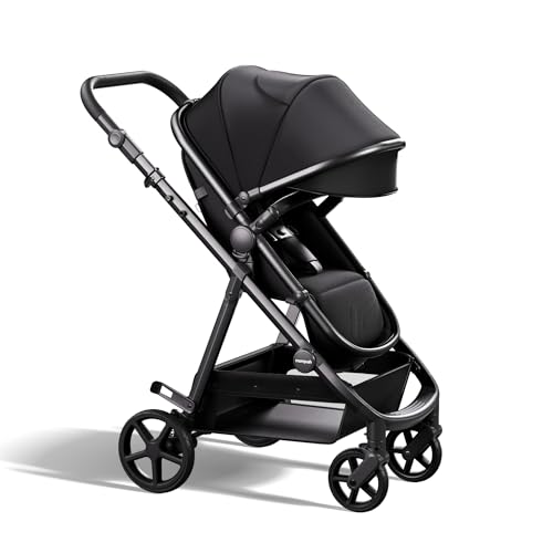 Mompush Wiz 2 in 1 Baby Stroller with Infant Pramette Mode, One Hand Fold Convertible Newborn to Toddler Stroller with Reversible Seat and Large UPF 50+ Canopy|B0BKF9W2KG