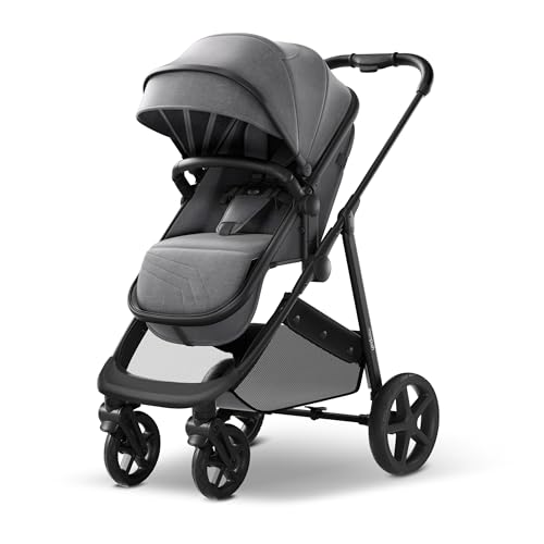 Mompush Wiz 2 in 1 Baby Stroller with Infant Pramette Mode, One Hand Fold Convertible Newborn to Toddler Stroller with Reversible Seat and Large UPF 50+ Canopy|B0BKF9W2KG