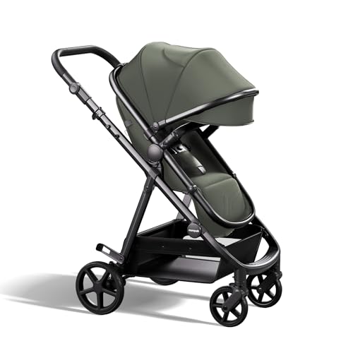 Mompush Wiz 2 in 1 Baby Stroller with Infant Pramette Mode, One Hand Fold Convertible Newborn to Toddler Stroller with Reversible Seat and Large UPF 50+ Canopy|B0BKF9W2KG