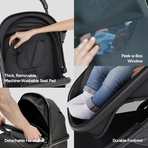 Mompush Wiz 2 in 1 Baby Stroller with Infant Pramette Mode, One Hand Fold Convertible Newborn to Toddler Stroller with Reversible Seat and Large UPF 50+ Canopy|B0BKF9W2KG