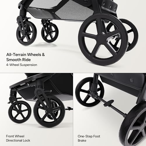 Mompush Wiz 2 in 1 Baby Stroller with Infant Pramette Mode, One Hand Fold Convertible Newborn to Toddler Stroller with Reversible Seat and Large UPF 50+ Canopy|B0BKF9W2KG