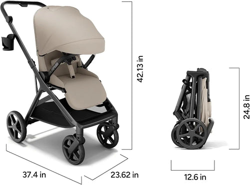 Mompush Vira All-Terrain Stroller, One-Hand Fold Baby Stroller with XL UV50+ Canopy, Multi-Position Recline, Adjustable Handlebar, Removable Washable Seat Pad, Large Storage Basket, Newborn to Toddler