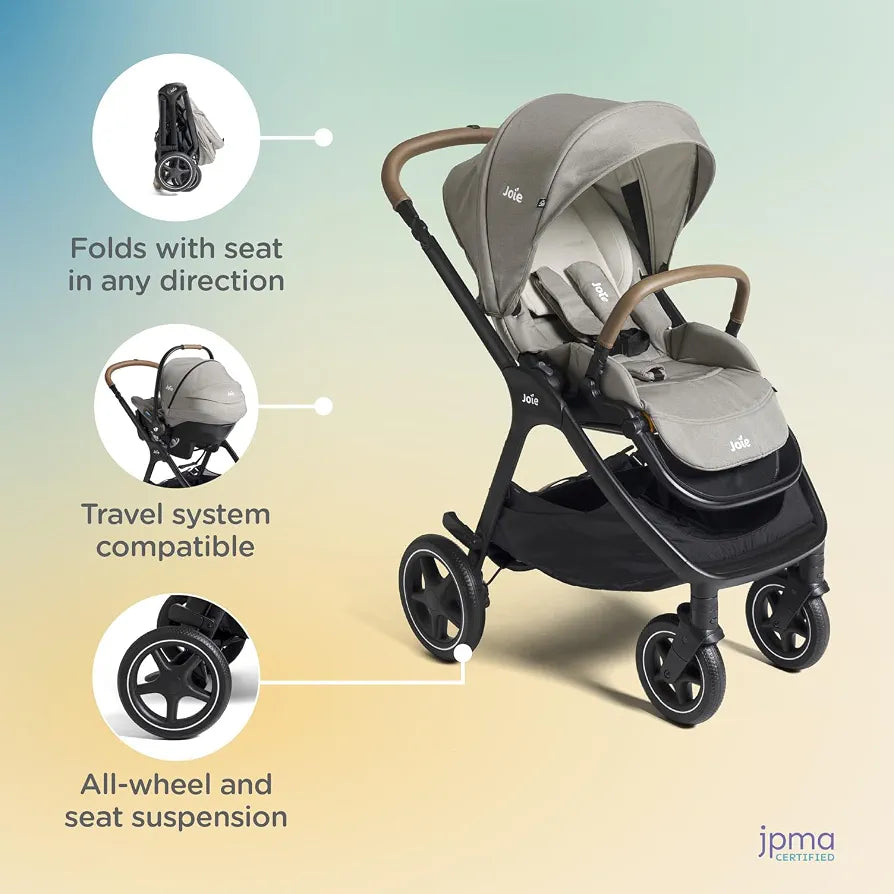 Joie Baby, kava™ 4‑in‑1 Convertible Baby Stroller, Travel System Ready, Reversible Seat, Multi‑Position Recline, One‑Hand Fold & Detachable Crossbody Bag 