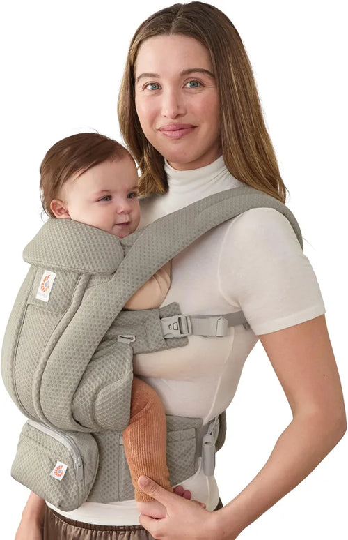 Ergobaby Omni Deluxe Baby Carrier for Newborn to Toddlers 0-48 Months  - 4-Position Breathable Mesh Baby Carrier with Ergonomic Support, Storage Pockets, and Sun Hood - Soft Olive