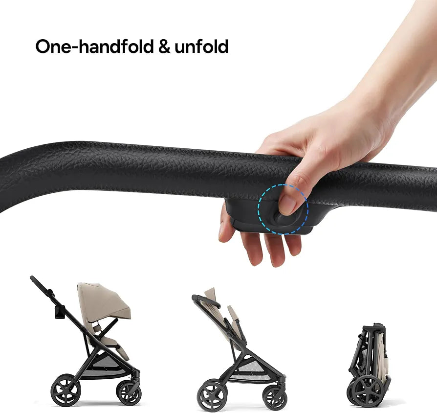 Mompush Vira All-Terrain Stroller, One-Hand Fold Baby Stroller with XL UV50+ Canopy, Multi-Position Recline, Adjustable Handlebar, Removable Washable Seat Pad, Large Storage Basket, Newborn to Toddler