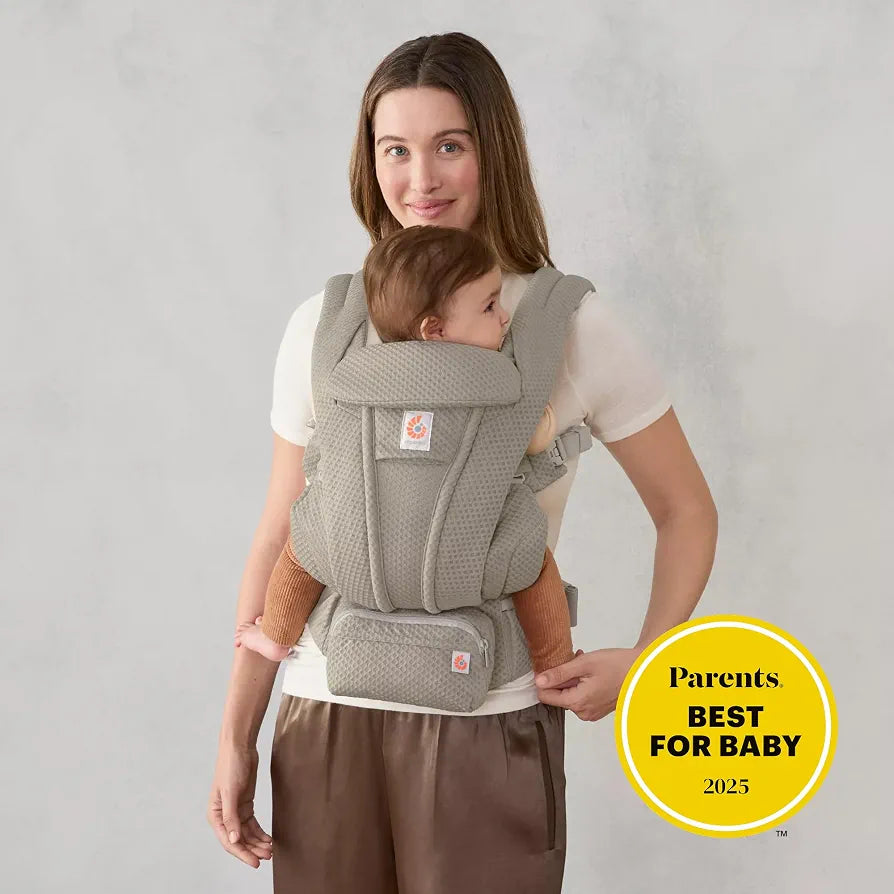Ergobaby Omni Deluxe Baby Carrier for Newborn to Toddlers 0-48 Months  - 4-Position Breathable Mesh Baby Carrier with Ergonomic Support, Storage Pockets, and Sun Hood - Soft Olive